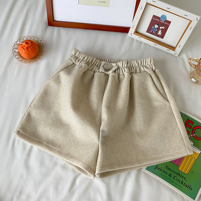 Thickened High Waist Wide Leg Pants Elastic Waist Warm Casual Pants Women