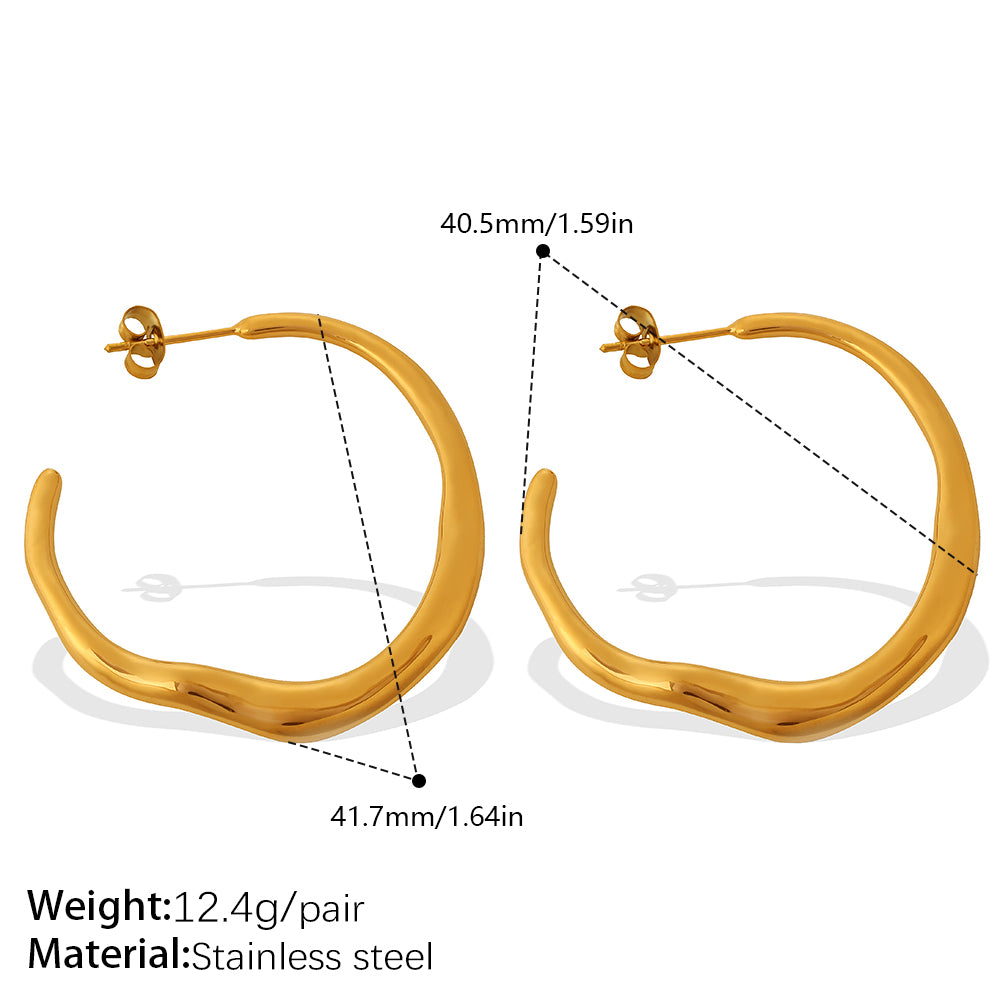 Minimalist Irregular Twisted Gold Hoop Earrings-Luxury Dainty Design For Daily & Office Wear