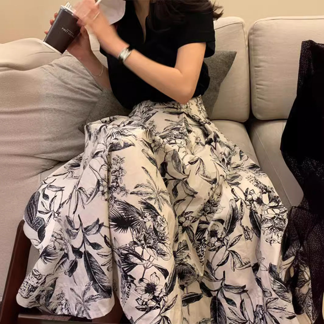 Ink-wash Painting-style Elegant Career Maxi Dress For Women