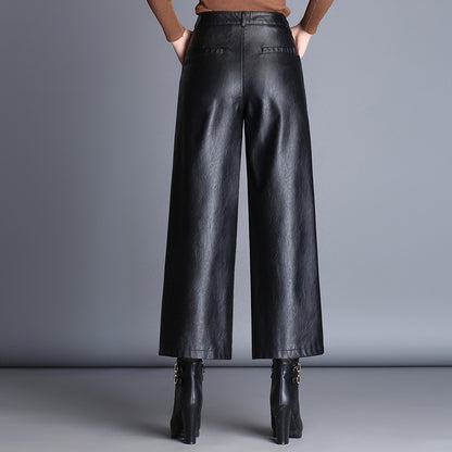 Fashion plus size loose women casual leather pants