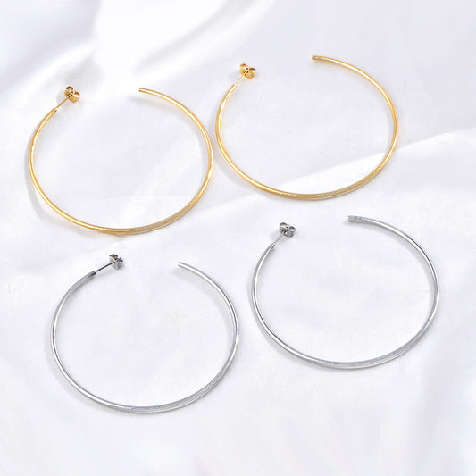 French-style Circular Titanium Steel Minimalist Elegant Earrings