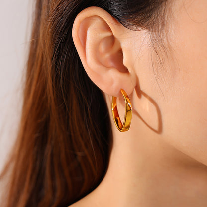 Minimalist Irregular Twisted Gold Hoop Earrings-Luxury Dainty Design For Daily & Office Wear