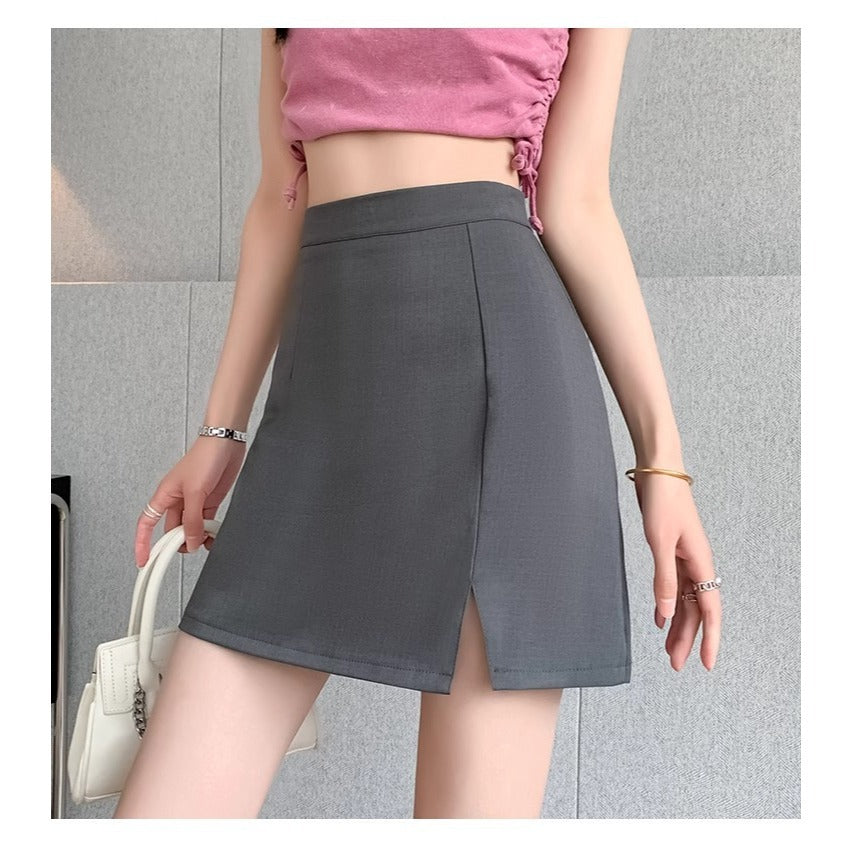 High-waisted Body-hugging, Slit Mini Skirt For Women