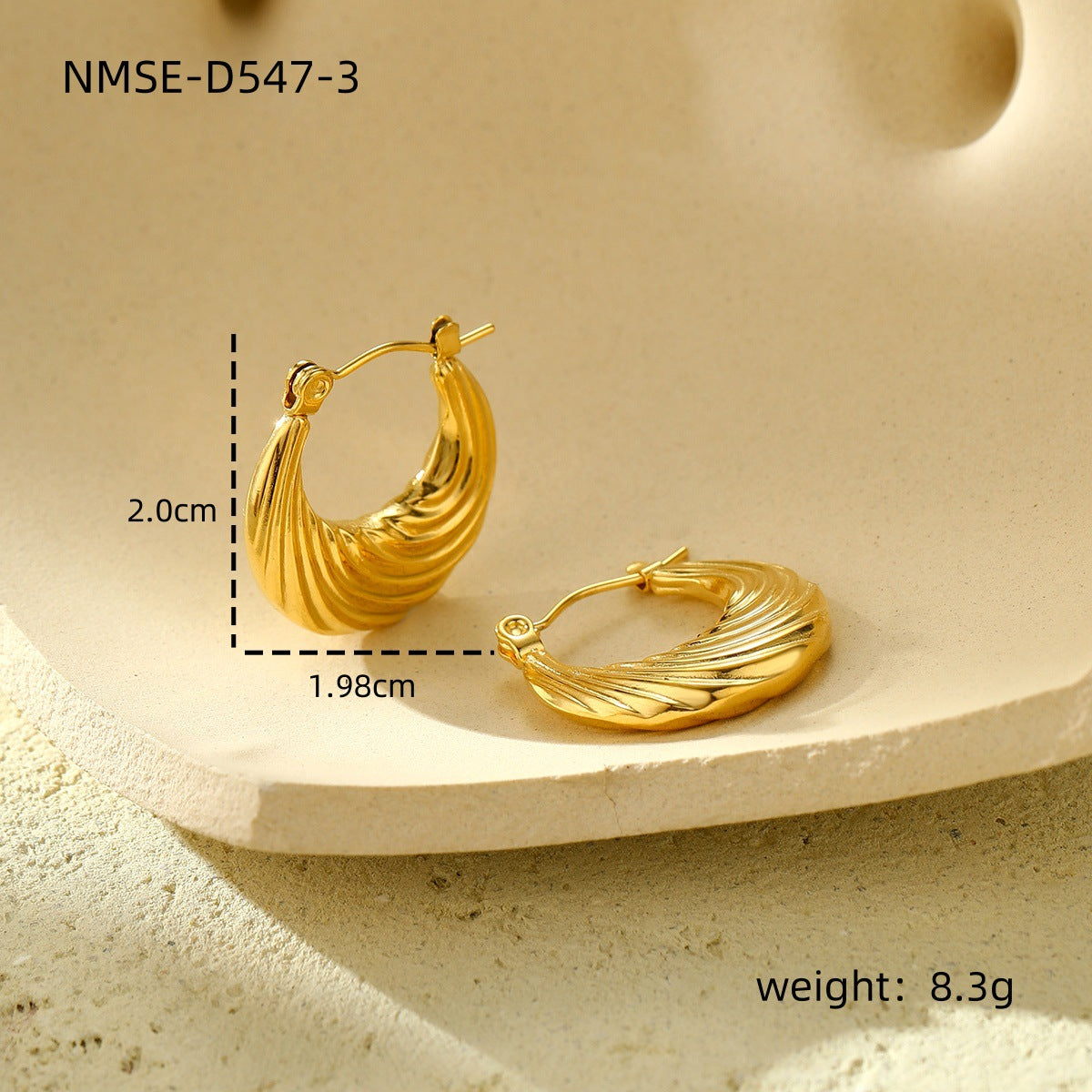 New Textured Titanium Steel Earrings