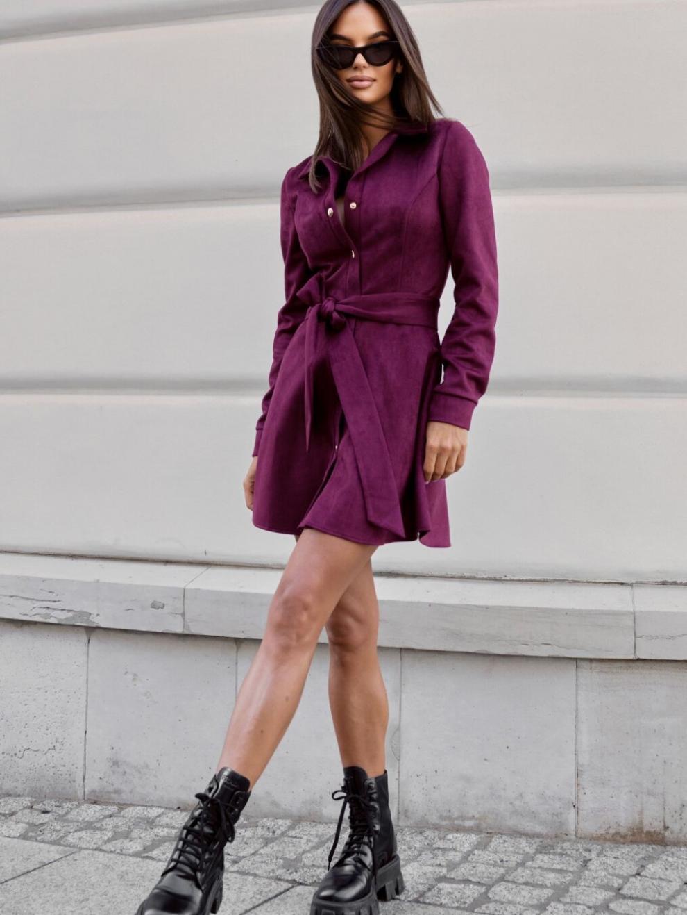 Womens Loose Plus-Size Lace-Up Dress