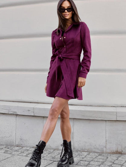 Womens Loose Plus-Size Lace-Up Dress