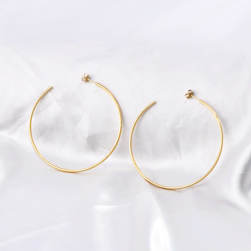 French-style Circular Titanium Steel Minimalist Elegant Earrings