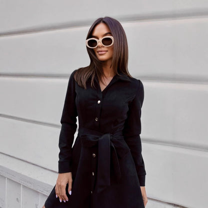 Womens Loose Plus-Size Lace-Up Dress