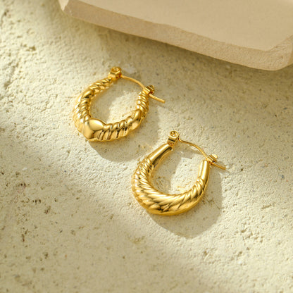 New Textured Titanium Steel Earrings