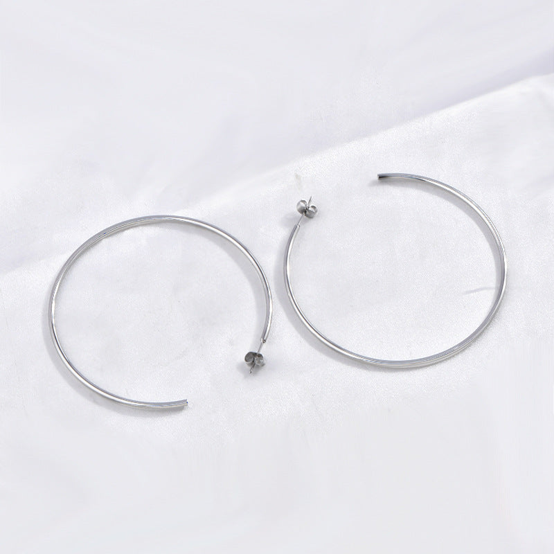 French-style Circular Titanium Steel Minimalist Elegant Earrings