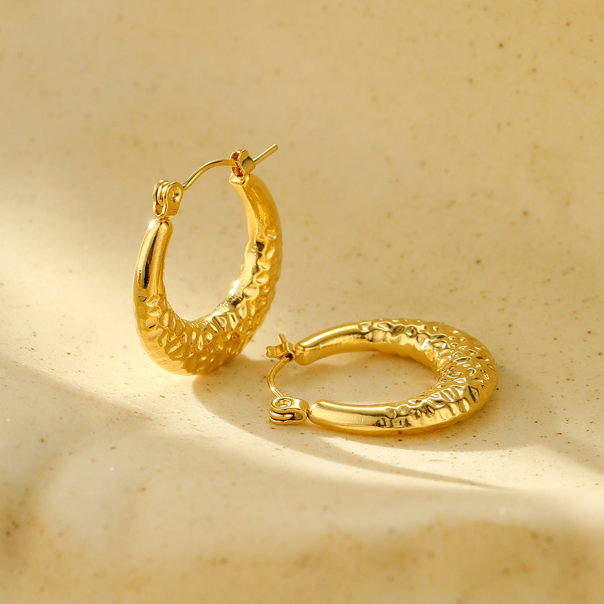 New Textured Titanium Steel Earrings