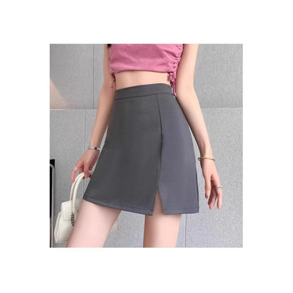 High-waisted Body-hugging, Slit Mini Skirt For Women