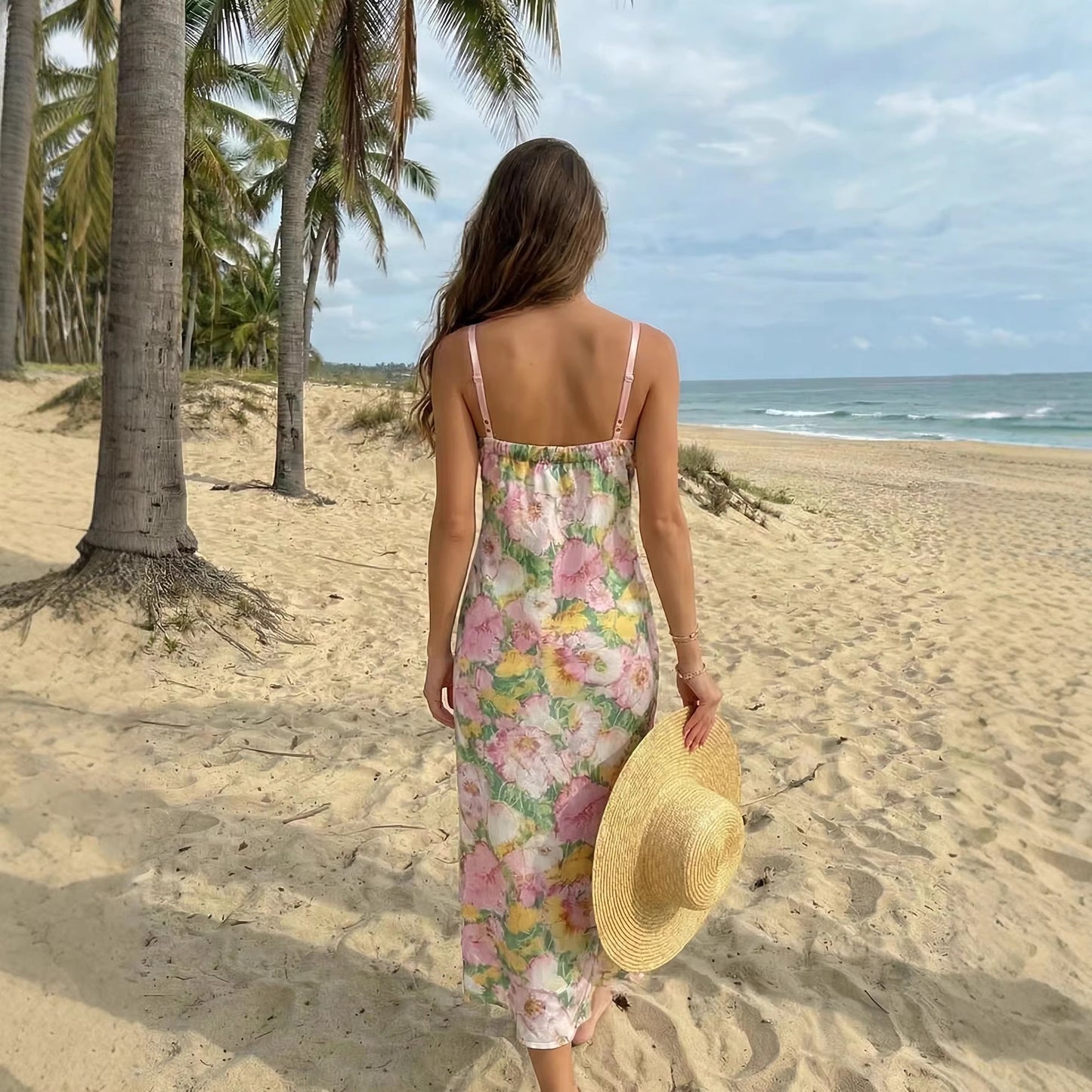 Womens Fashionable Versatile Simple Slim-Fit Dress