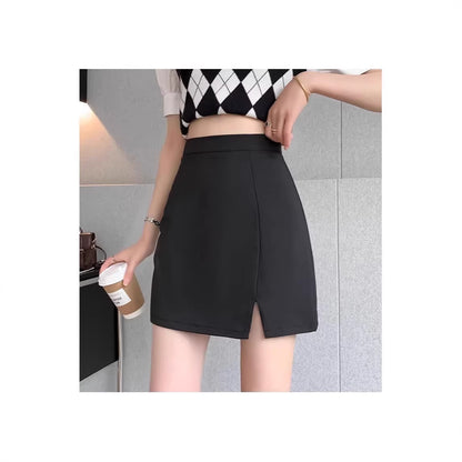 High-waisted Body-hugging, Slit Mini Skirt For Women