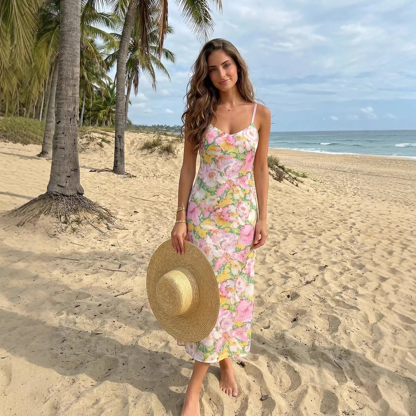 Womens Fashionable Versatile Simple Slim-Fit Dress