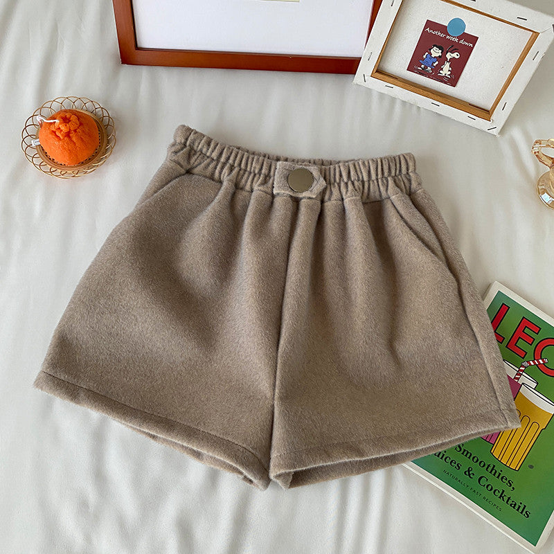 Thickened High Waist Wide Leg Pants Elastic Waist Warm Casual Pants Women