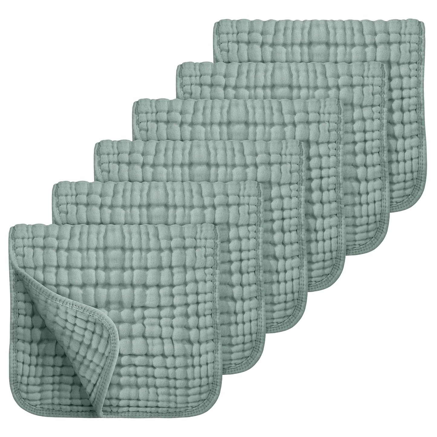 Muslin Burp Cloths, Cotton, Large 25x50cm, Extra Soft & Absorbent, 6-Pack Baby Burping Cloth For Boys & Girls  9 Color Options