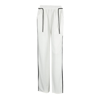 Drawstring Contrast-color Casual Pants For Women