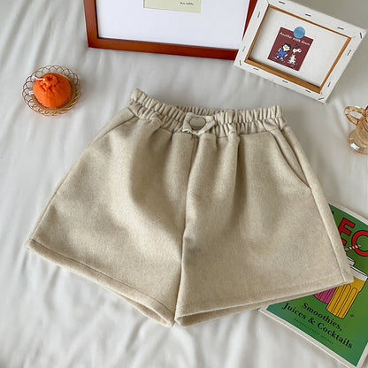 Thickened High Waist Wide Leg Pants Elastic Waist Warm Casual Pants Women