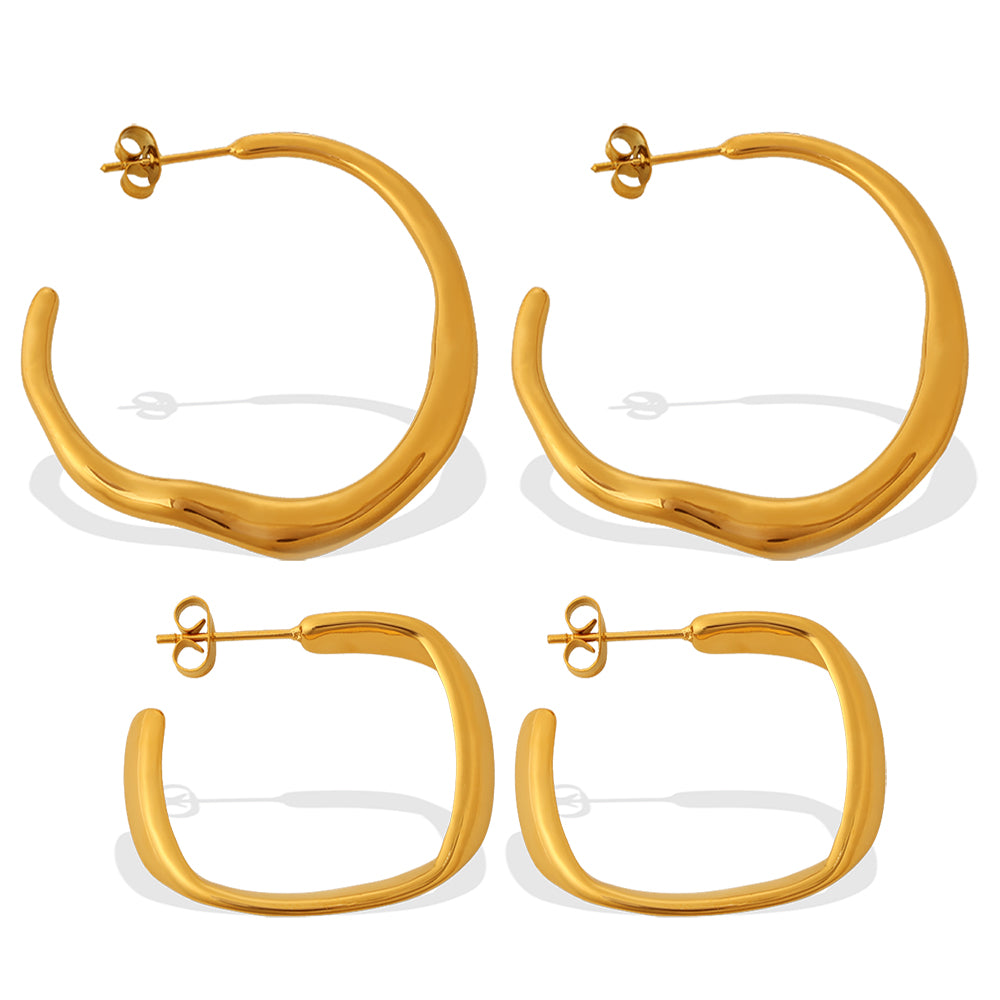 Minimalist Irregular Twisted Gold Hoop Earrings-Luxury Dainty Design For Daily & Office Wear