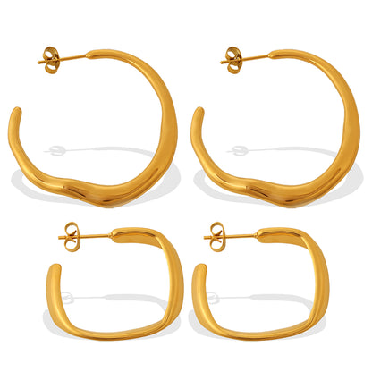 Minimalist Irregular Twisted Gold Hoop Earrings-Luxury Dainty Design For Daily & Office Wear
