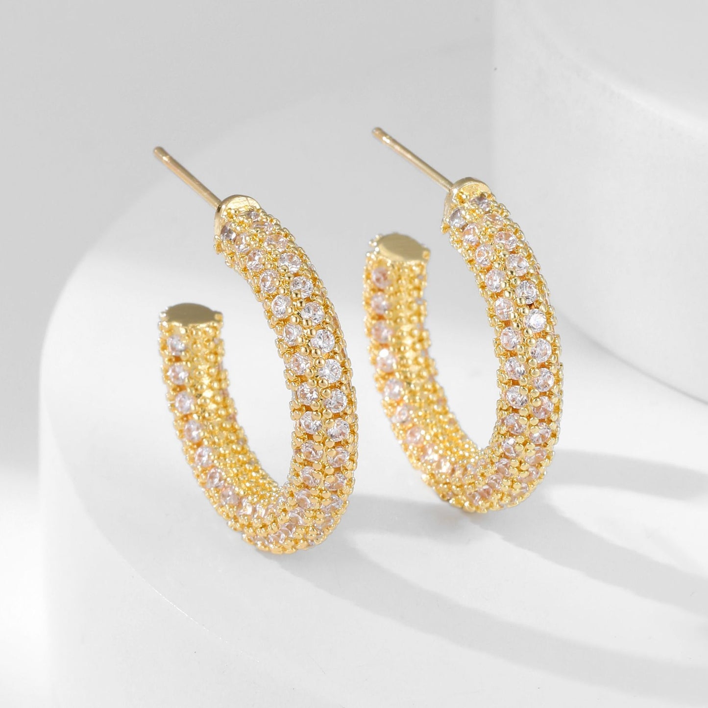 Simple Design Micro-inlaid Zircon Earrings