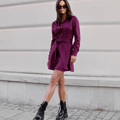 Womens Loose Plus-Size Lace-Up Dress
