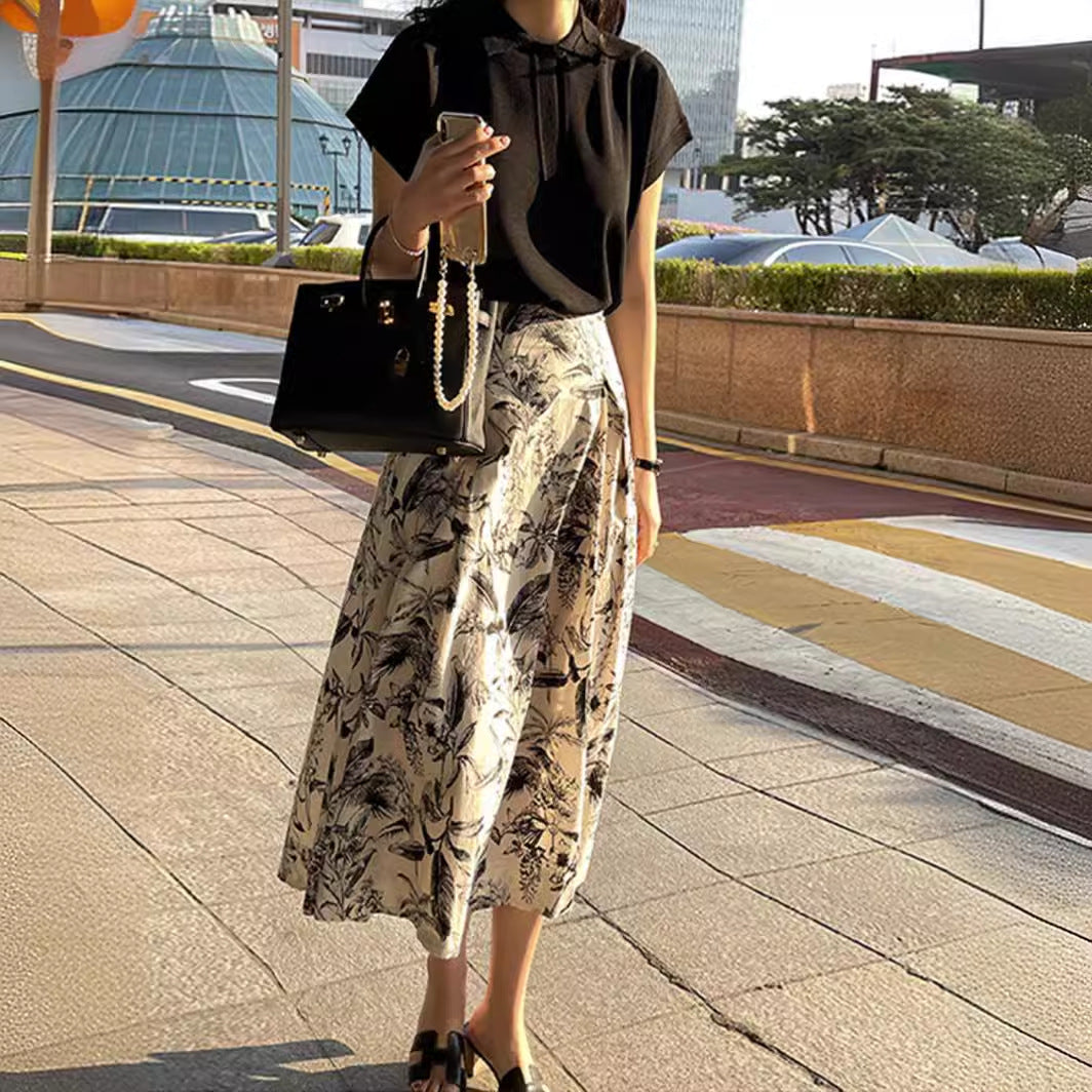 Ink-wash Painting-style Elegant Career Maxi Dress For Women