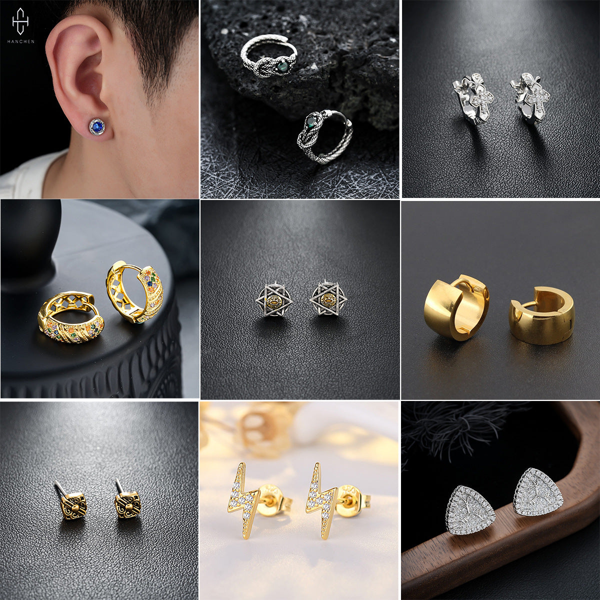 New Fashion Trendy Men's Ear Studs & Ear Cuffs, Personality All-Match Earrings For Women, High-End Luxury Jewelry Accessories