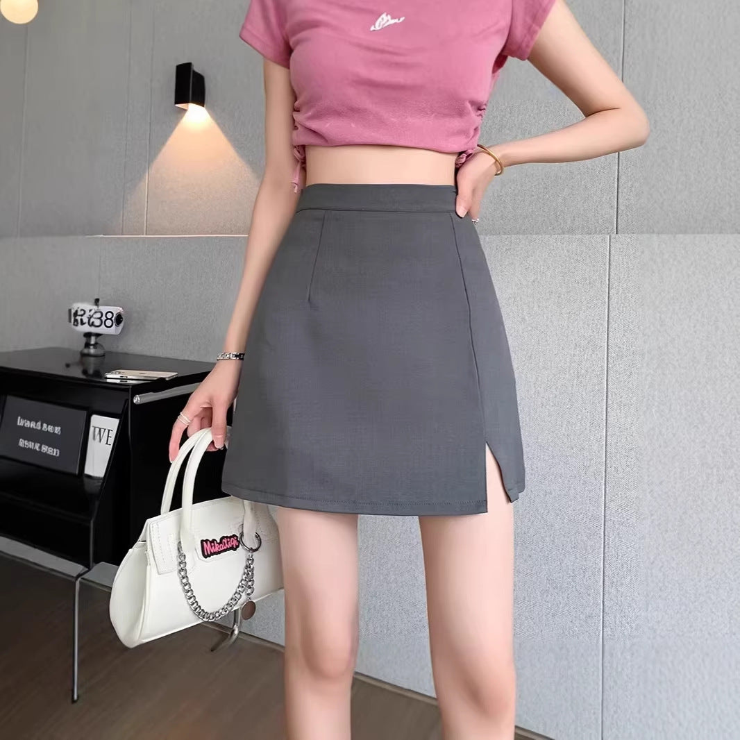 High-waisted Body-hugging, Slit Mini Skirt For Women