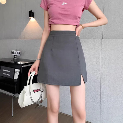 High-waisted Body-hugging, Slit Mini Skirt For Women