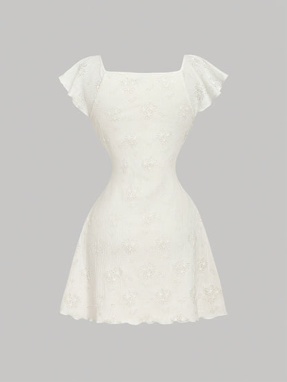 Women's New Summer French Style Romantic Elegant Ruffled Tie Waist Mini Dress Suitable For Going Out And Dating