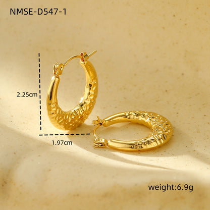New Textured Titanium Steel Earrings
