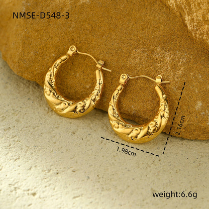 New Textured Titanium Steel Earrings