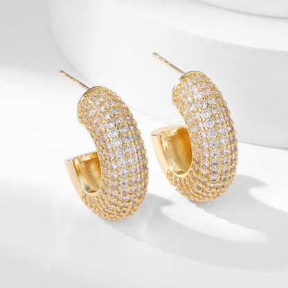 Simple Design Micro-inlaid Zircon Earrings
