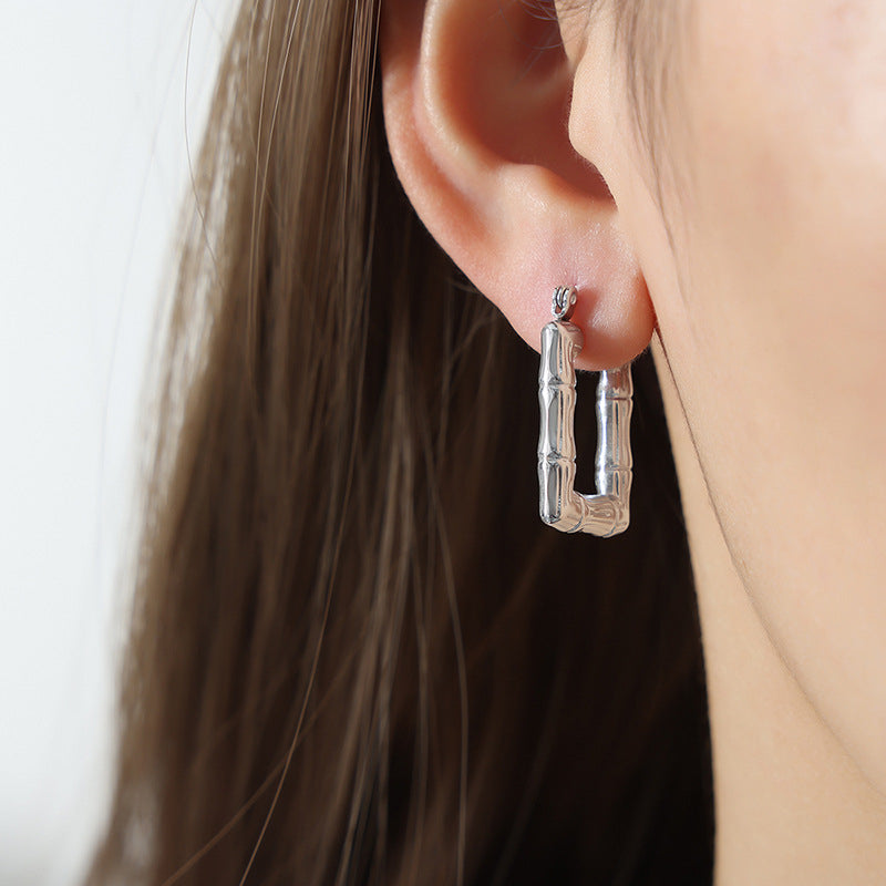 New Textured Titanium Steel Earrings