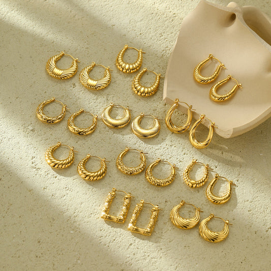 New Textured Titanium Steel Earrings