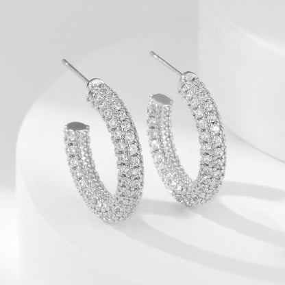 Simple Design Micro-inlaid Zircon Earrings