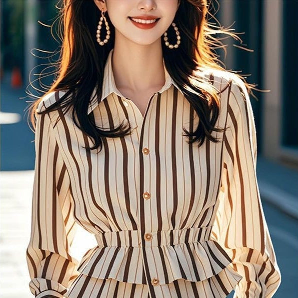 Women's Waist-cinching Stylish Blouse With French High-end Appeal