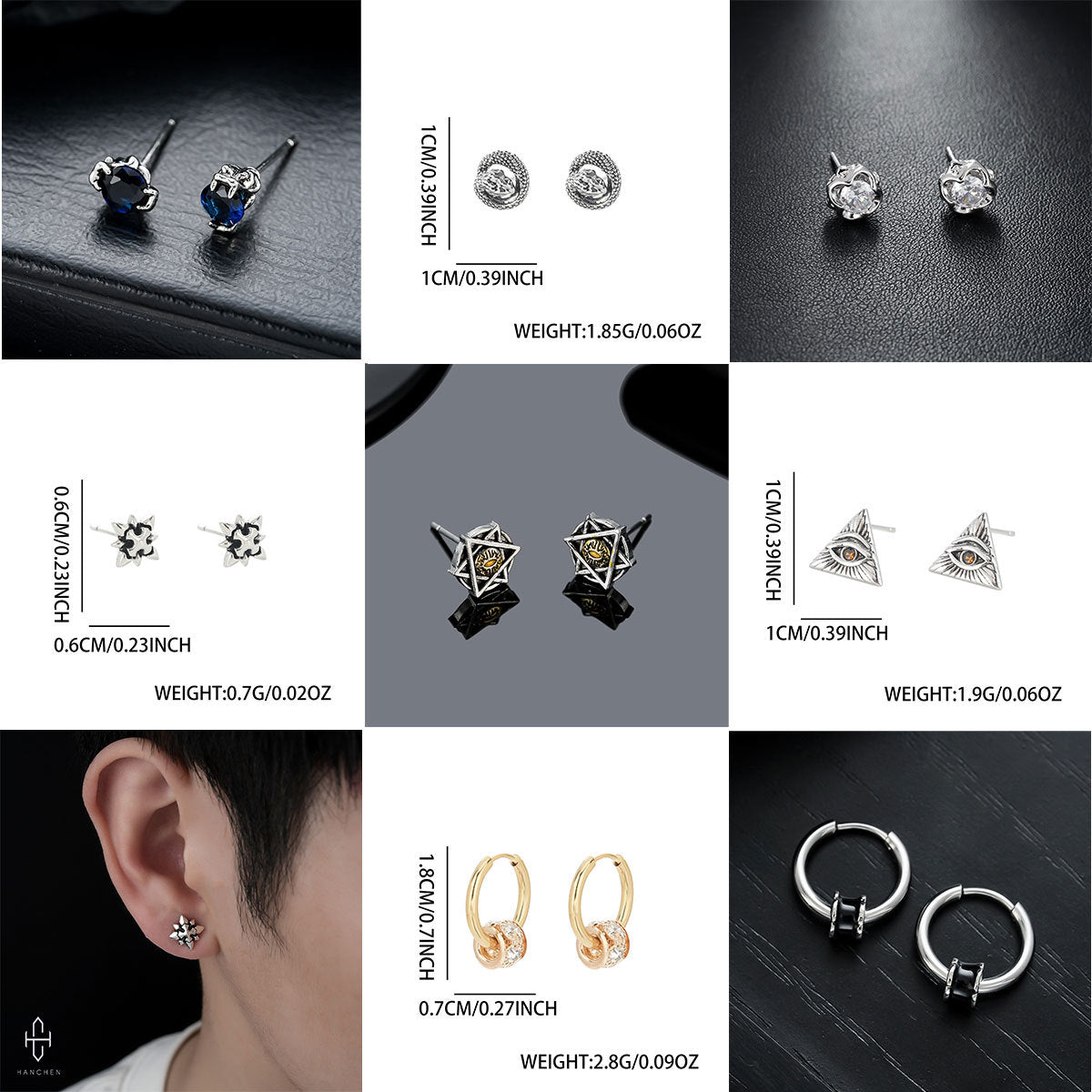 New Fashion Trendy Men's Ear Studs & Ear Cuffs, Personality All-Match Earrings For Women, High-End Luxury Jewelry Accessories