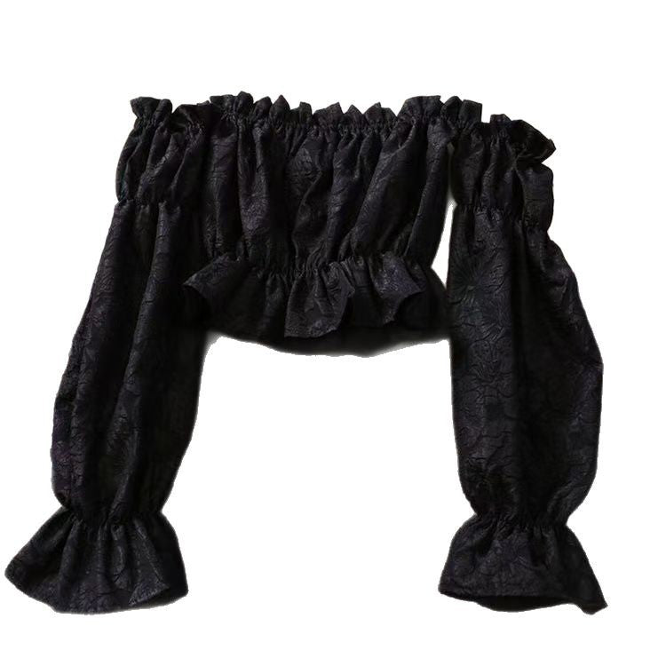 Pure And Alluring Off-the-Shoulder Ruffle-Trim Shirt For Girls