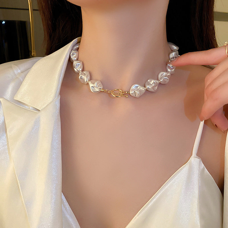 Irregular Pearl Necklace & Bracelet Set Baroque Style Pearl Jewelry French Elegant Beaded Necklace Fashion Pearl Gift For Women